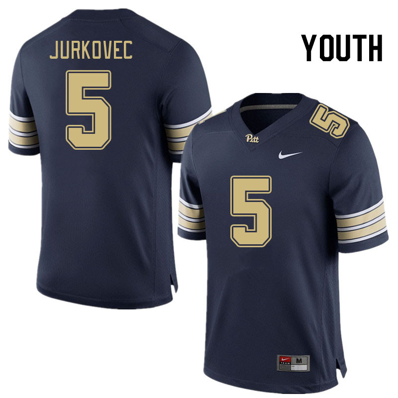 Youth #5 Phil Jurkovec Pitt Panthers College Football Jerseys Stitched Sale-Navy